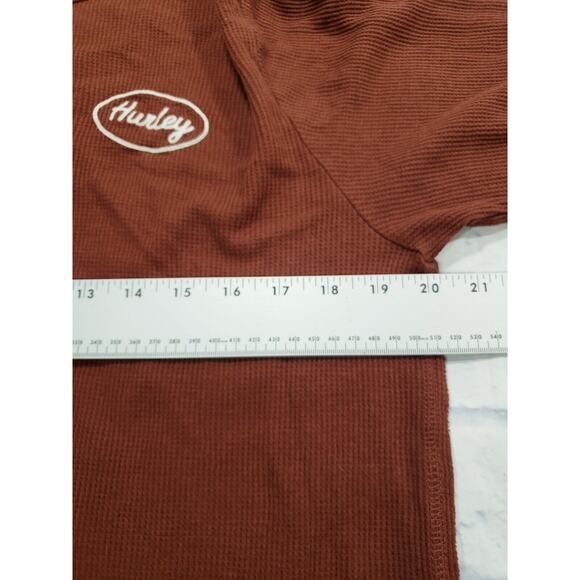 Hurley MENS SIZE M Brown Thermal Waffle Long Sleeve Embroidered Logo Shirt - Picture 7 of 11